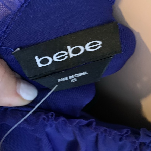 Bebe Women's Blue Ruffled Hanky Hem Dress XS salsa - Picture 4 of 7